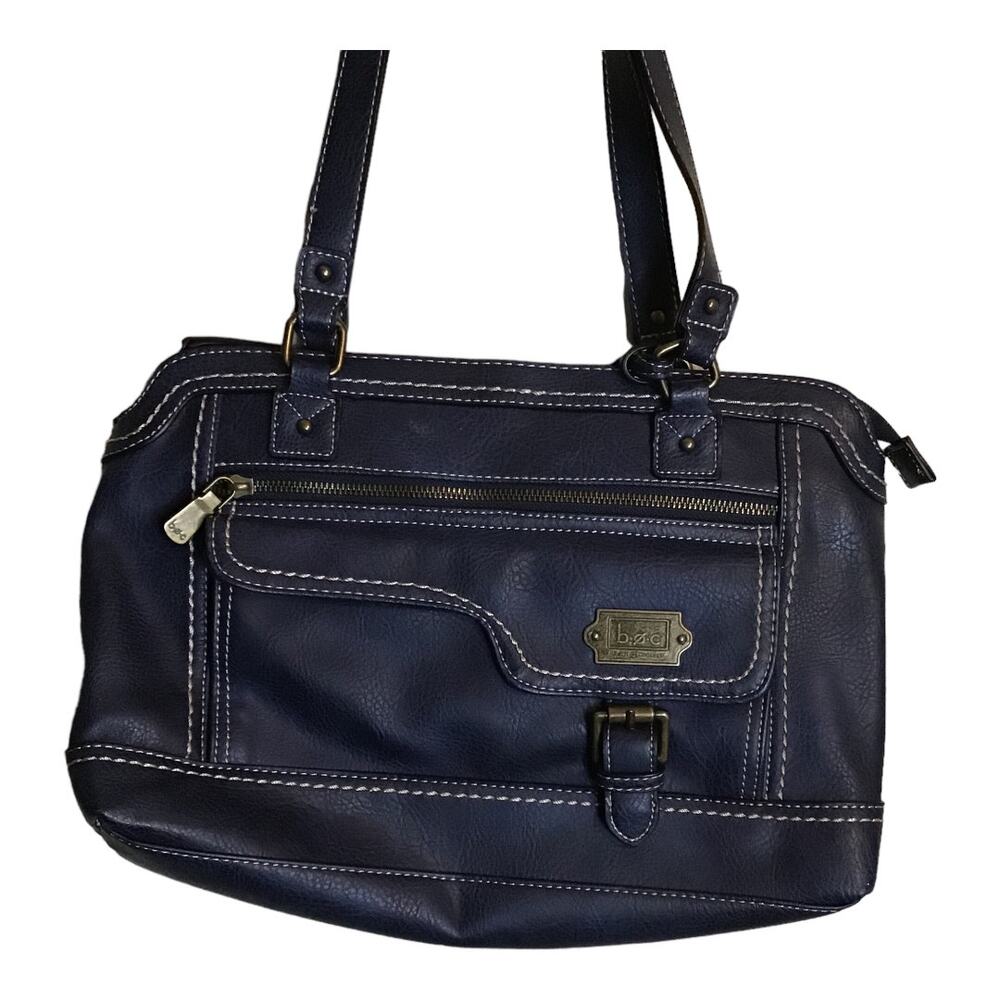 boc Women’s Classic Navy Blue Leather Satchel Handbag